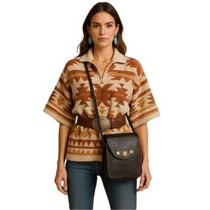 VTG Brighton Leather Crossbody Bag‎ with Horse Embellishment and Braided Strap